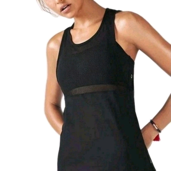 Fabletics NWT Sandy 2 In 1 Tank Black Size XSmall Semi Sheer Mesh No Bra - Picture 7 of 8